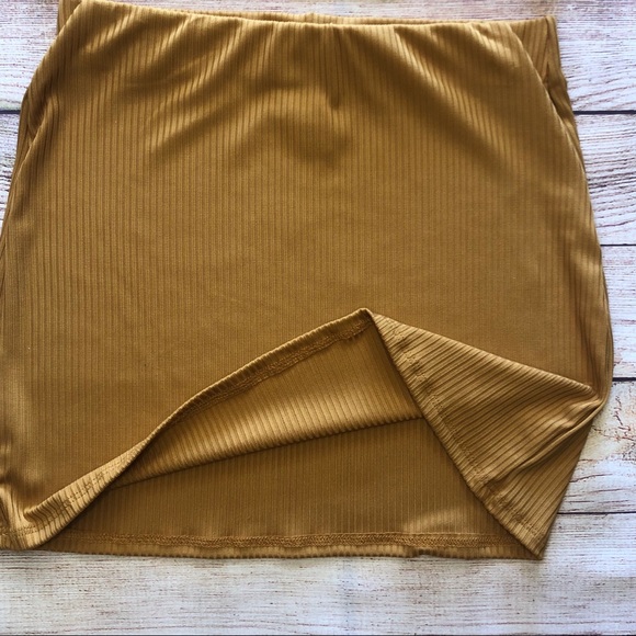 Mustard Crop Top Mini Skirt Two Piece Set - Picture 7 of 8